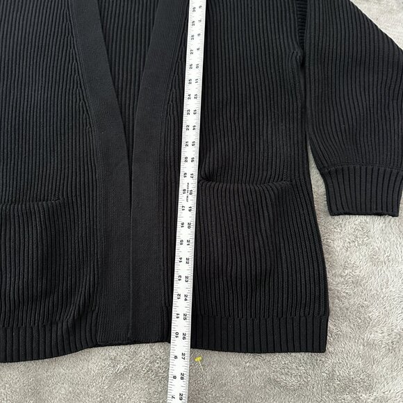 Quince 100% Cotton Ribbed Black Oversized Cardigan MEDIUM - Picture 4 of 7